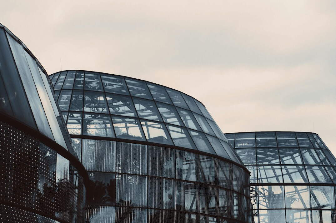 Exterior of a modern glass office building