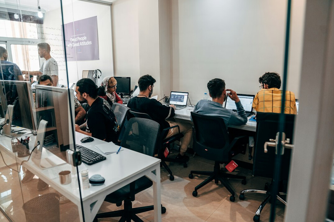 team of programmers in office